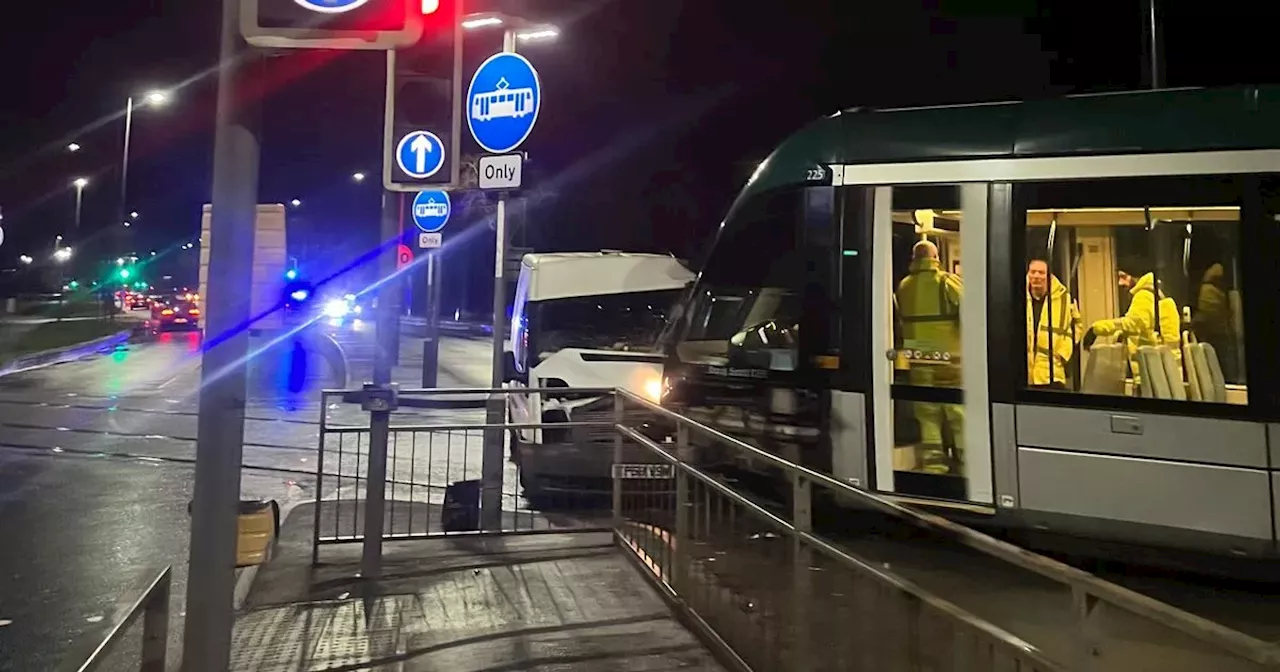 Police investigation launched after crash between van and tram on major road