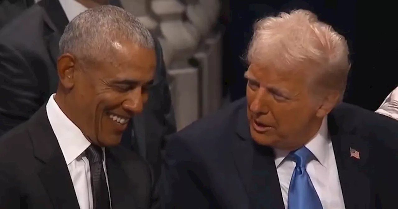 WATCH: Chuckling Obama Gets Chatty With Trump at Jimmy Carter’s Funeral