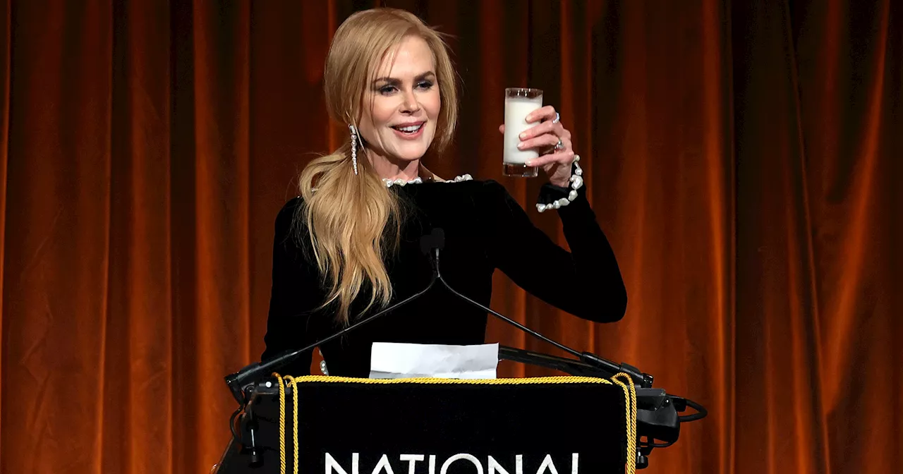 Nicole Kidman Chugs Milk on Stage, Pays Homage to 'Babygirl' Scene