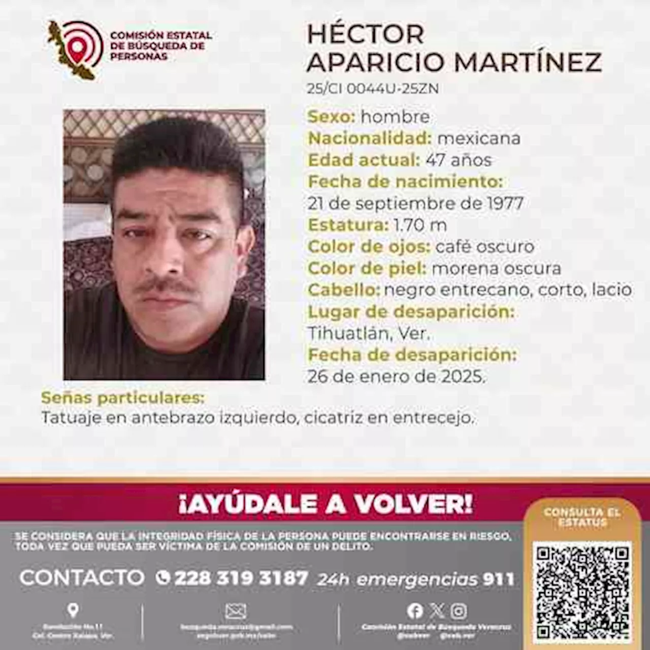 En Tihuatlán, desapareció Héctor Aparicio, padre que busca a su hijo