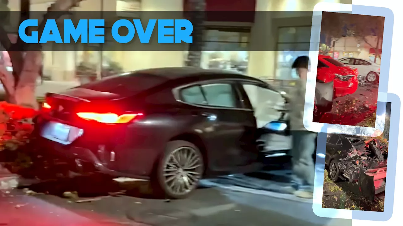 BMW M850i Driver Crashes into Four Parked Cars After Risky Launch Control Stunt