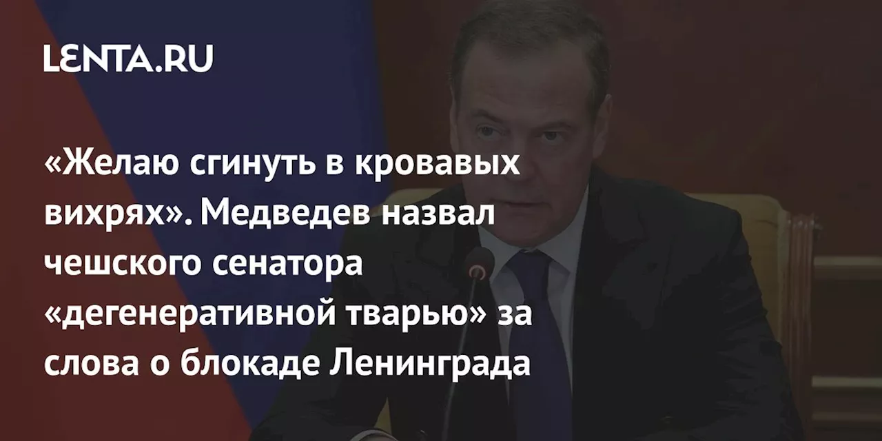 «Желаю сгинуть в кровавых вихрях». Медведев назвал чешского сенатора «дегенеративной тварью» за слова о блокаде Ленинграда