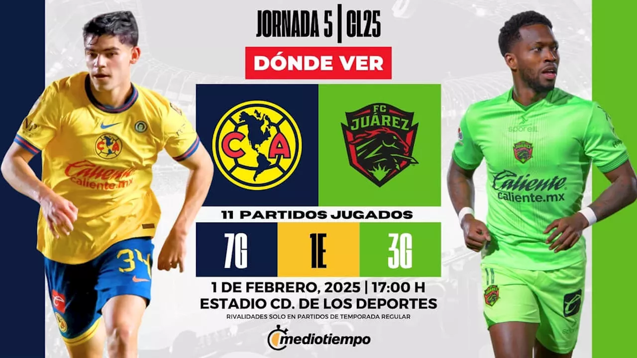 ¿A qué hora juega América vs Juárez HOY? Dónde ver transmisión EN VIVO partido hoy Liga MX 2025