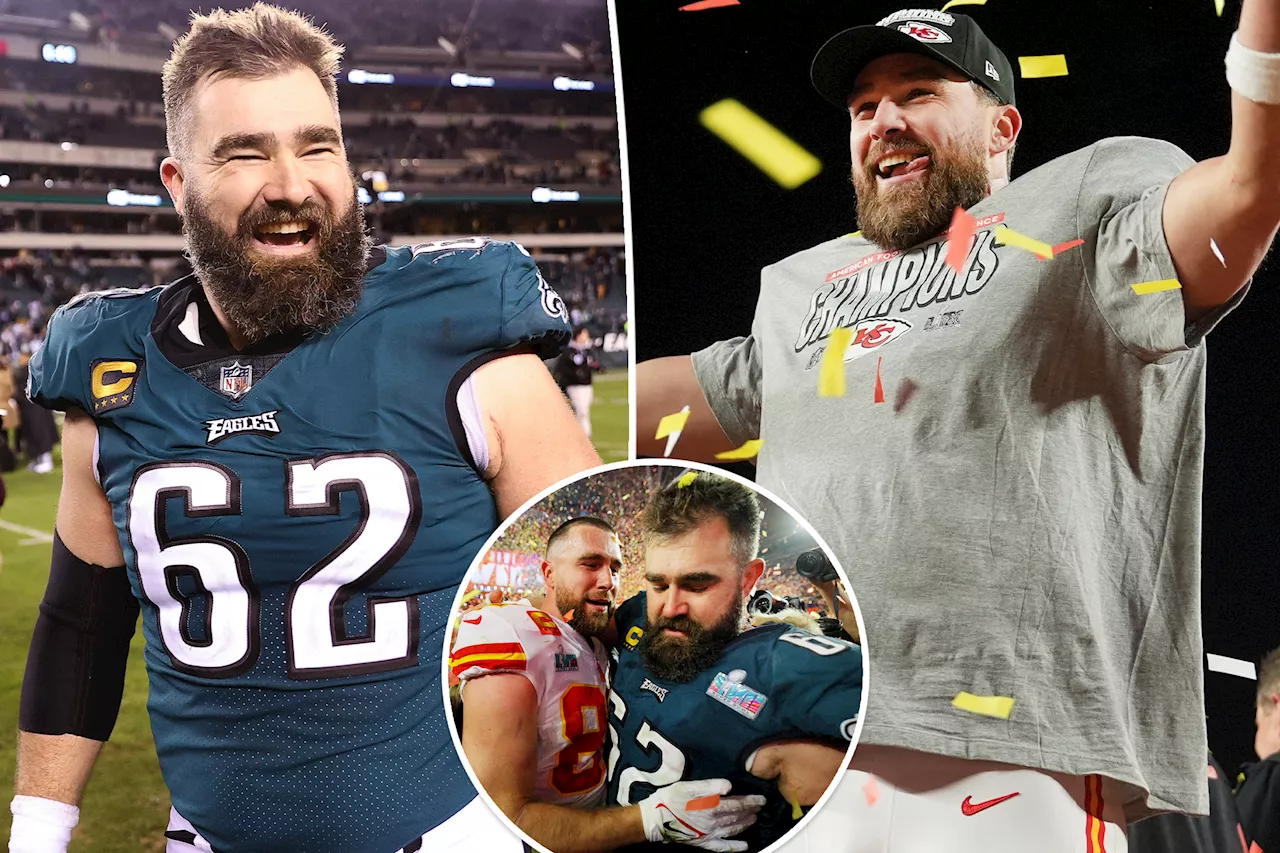 Jason Kelce 'can't wear' Kansas City colors to show support for brother Travis in Chiefs vs. Eagles Super Bowl 2025