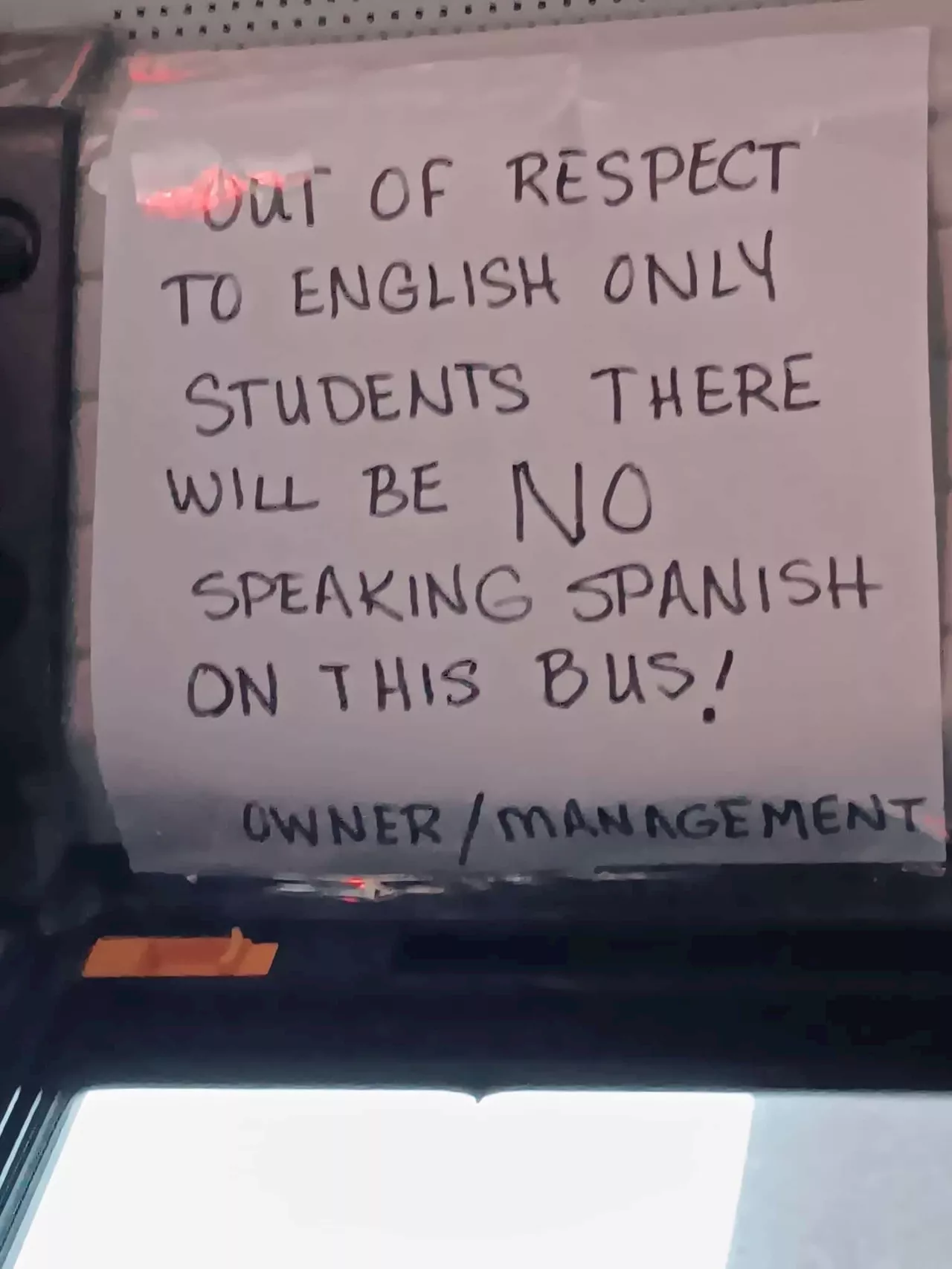 Central Pa. school bus had sign that said ‘NO speaking Spanish,’ transportation company responds