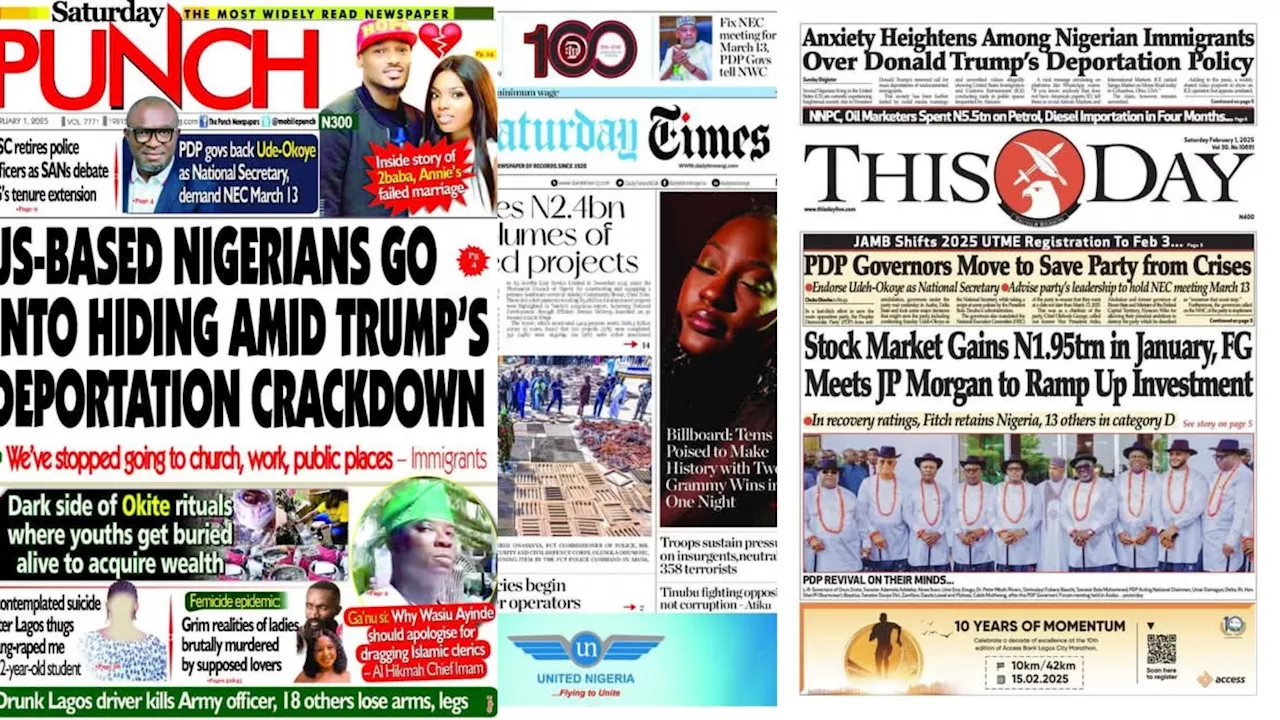 Inside Nigeria Newspaper headlines today — Saturday, 1 February, 2025