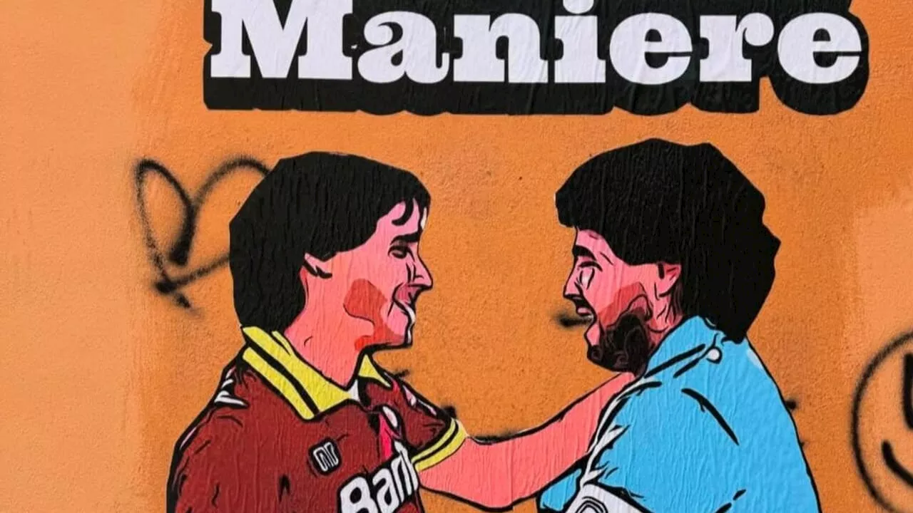 “Vecchie maniere”: in vista di Roma Napoli arriva il murale che celebra il “derby del sole”