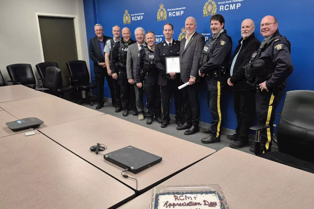 Vernon RCMP Receive Cake and Appreciation on Day Dedicated to Honoring Officers