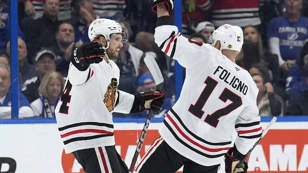 Slaggert sets Blackhawks record, scores seven seconds into game