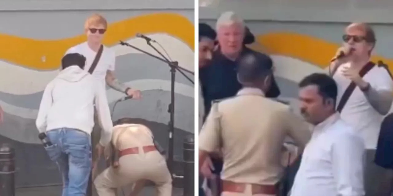 La Policía india interrumpe un concierto de Ed Sheeran improvisado en la calle por no tener permisos