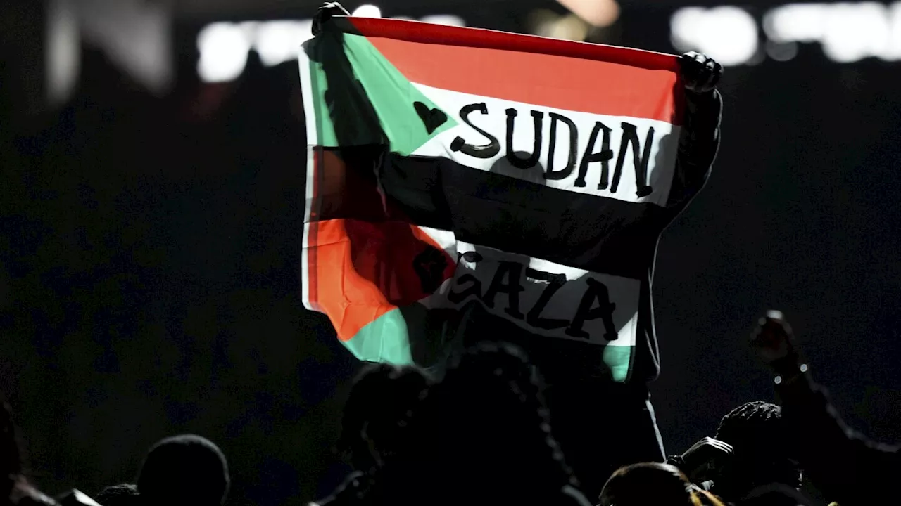 What's happening in the Gaza Strip and Sudan that sparked a protest at the Super Bowl halftime show?