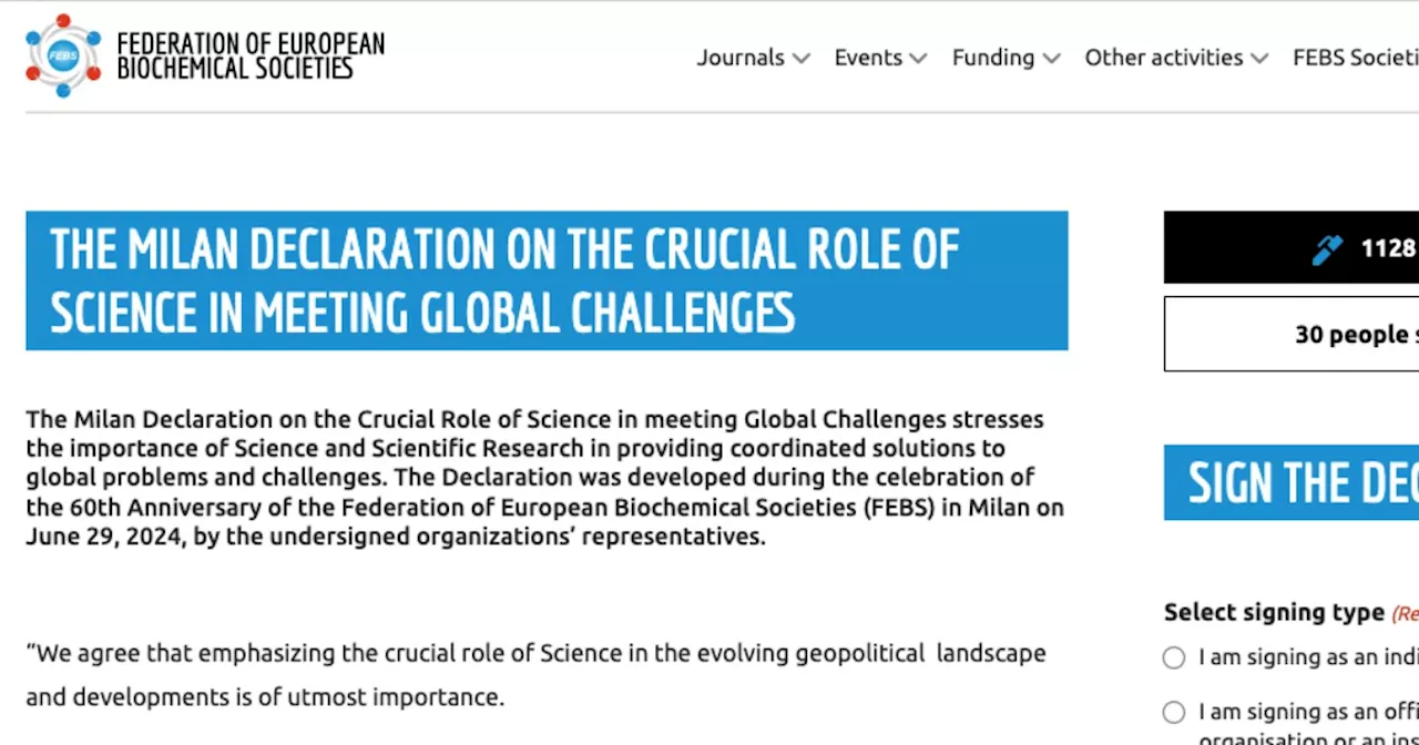 Dichiarazione di Milano: Un Appello Urgente per la Scienza