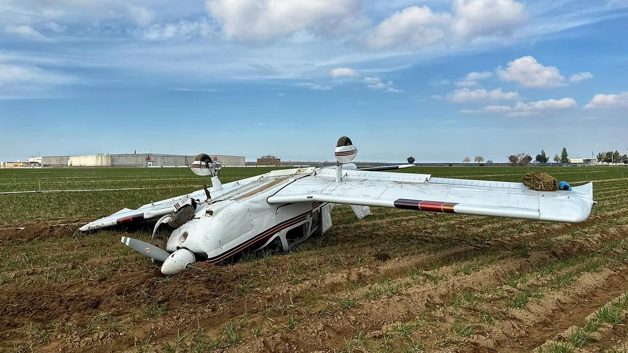 Two Escape Injury After Small Plane Lands Upside Down in California