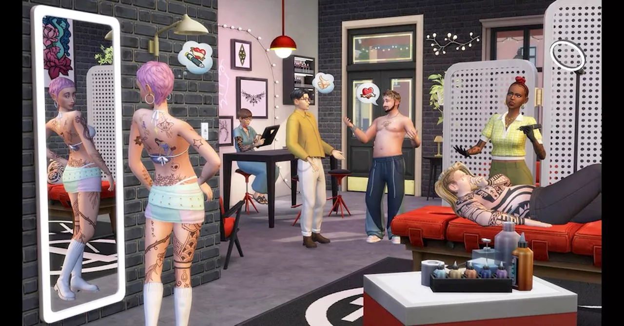 Die Sims 4: Im neuen DLC dürft ihr selbst die Nadel schwingen und eigene Tattoos entwerfen