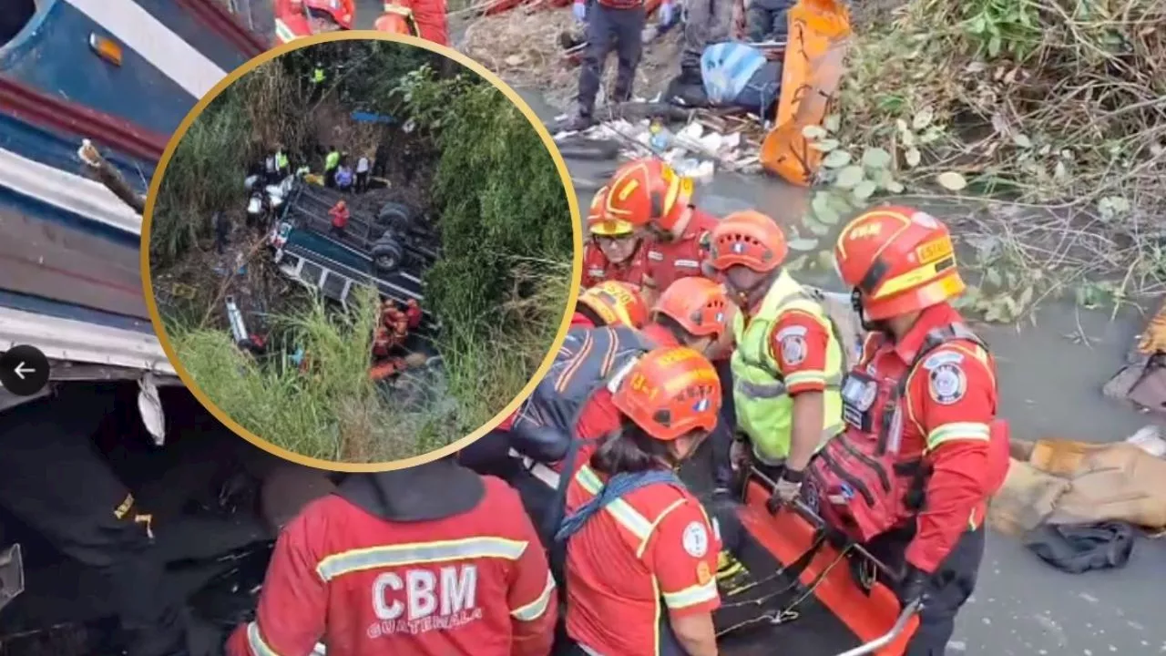 Tragedia en Guatemala: autobús se va a barranco con 70 pasajeros, van 51 muertos