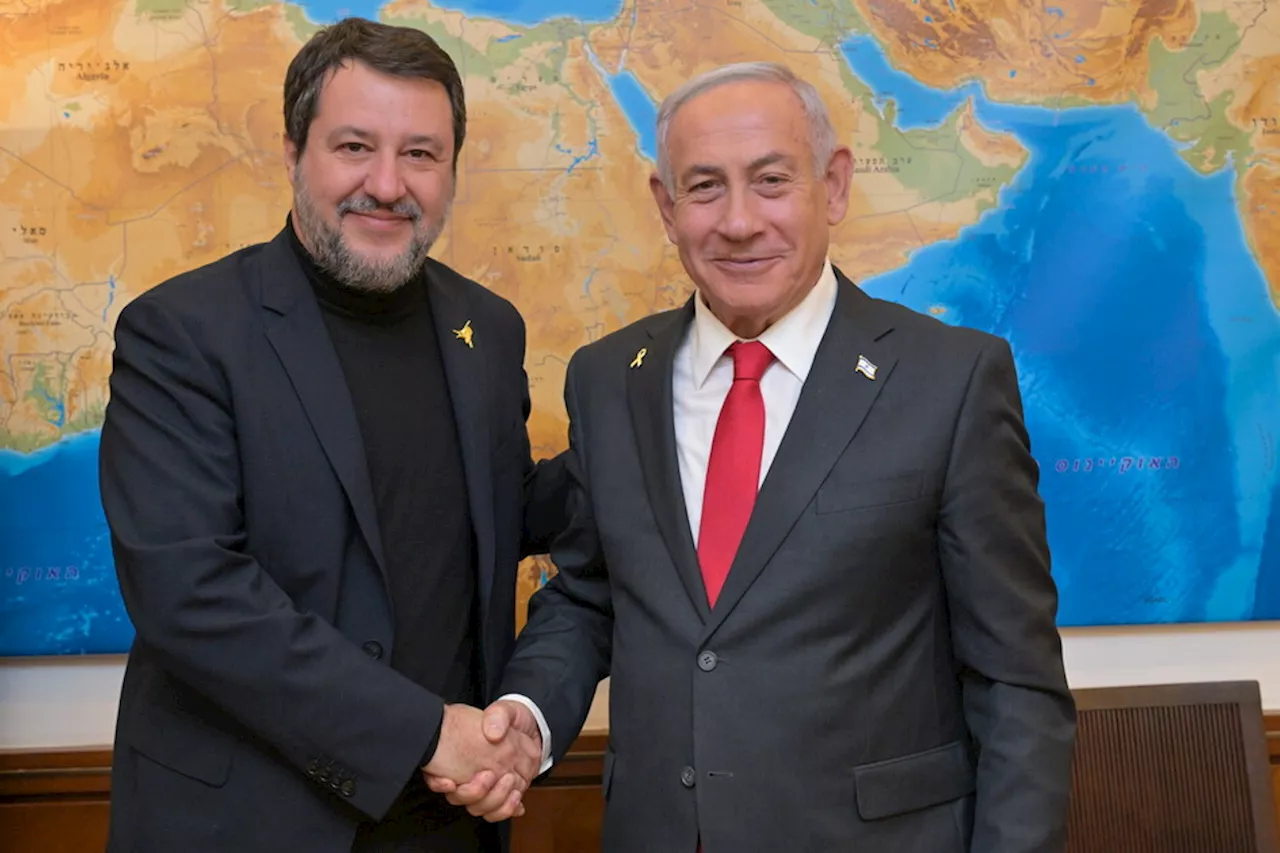 Salvini in Israele incontra Netanyahu, attacca la Cpi e apre al piano Trump