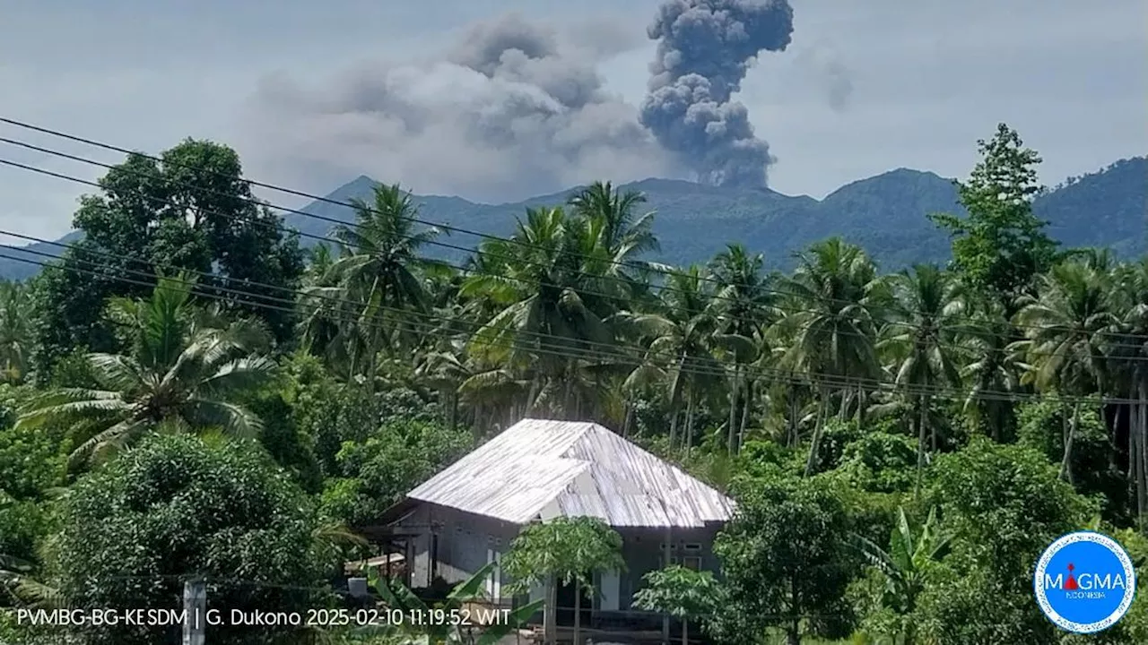 Gunung Dukono Erupsi, Semburkan Abu Vulkanik 1.000 Meter ke Arah Tenggara