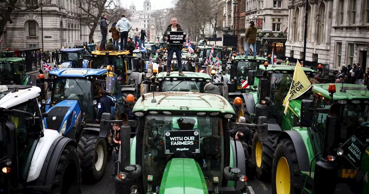 Major London roads gridlocked during farmers' protest outside Parliament