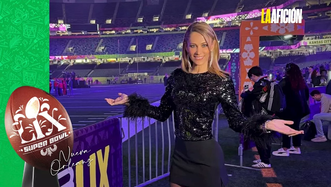 Inés Sainz se roba los reflectores en el Super Bowl 2025 con peculiar y elegante vestido