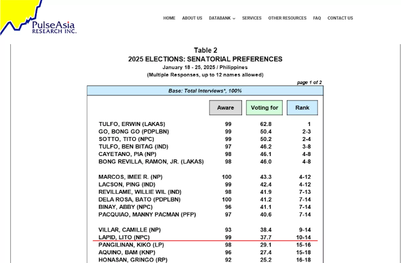 Marcos-backed senatorial bets rule latest Pulse Asia poll