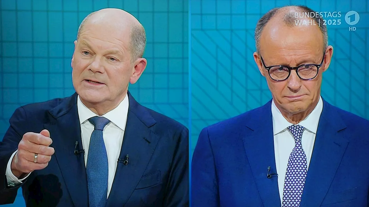 Scholz mit zwei Mikrofonen, Merz riss eines ab - TV-Duell läuft trotz kleiner Panne reibungslos