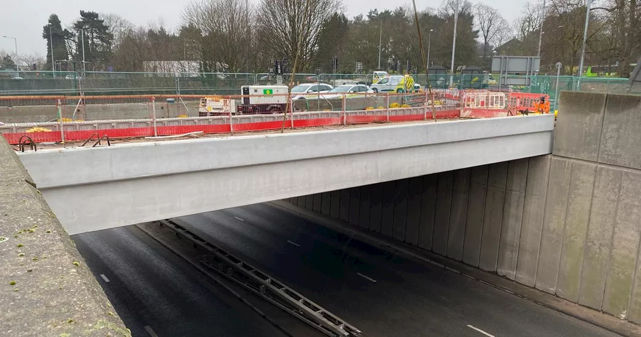 Replacement beam installed as updated issued over A52 bridge