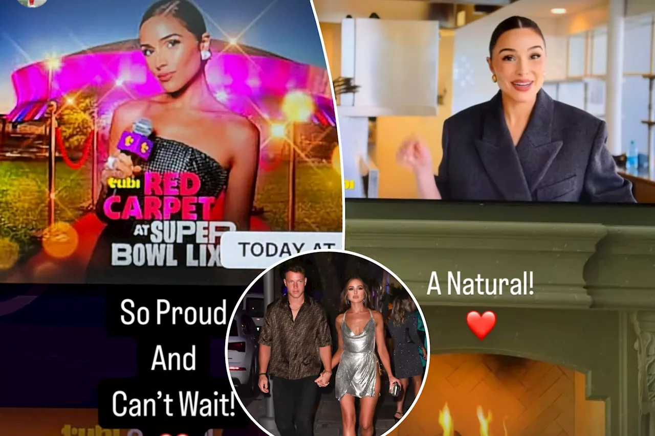 Christian McCaffrey Cheers on Wife Olivia Culpo as She Hosts Tubi Red Carpet at Super Bowl LIX