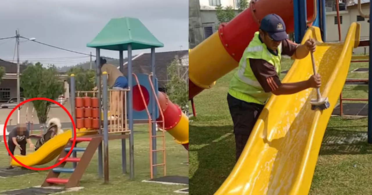 Outrage Over Dog Playing on Playground Slide in Johor Bahru