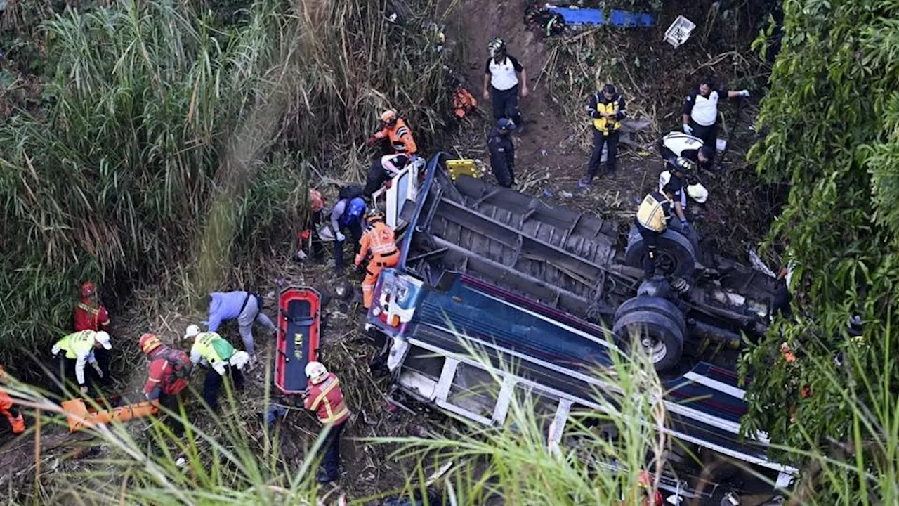 Dozens dead in Guatemala City after bus plunges into ravine