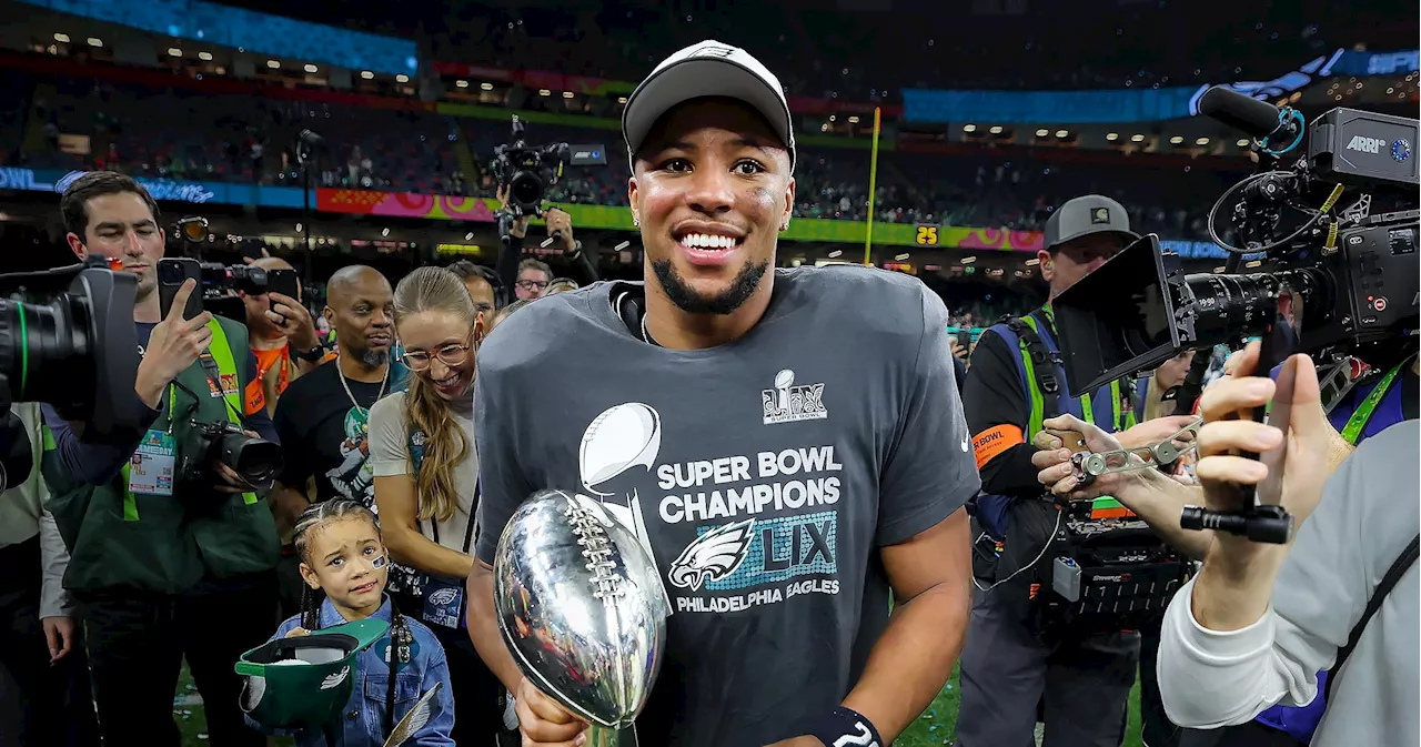 Saquon Barkley Celebrates Super Bowl Victory with Wild Locker Room Shenanigans