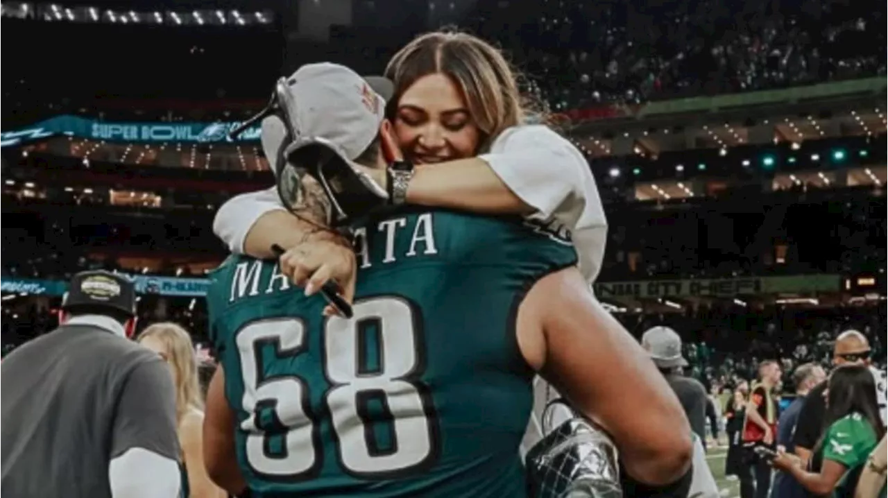 Super Bowl hero Jordan Mailata ditches interview to be with wife, Niki Ikahihifo-Bender