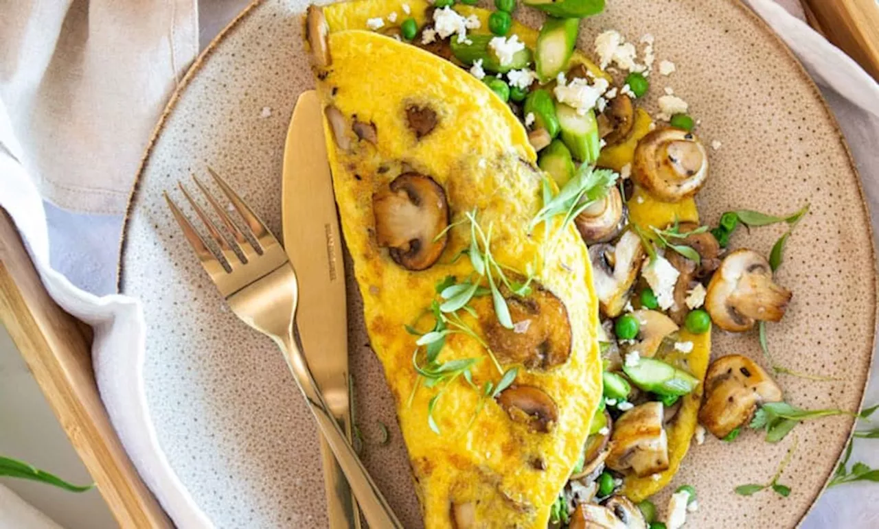 Double Omelette with Mushrooms, Peas, and Asparagus