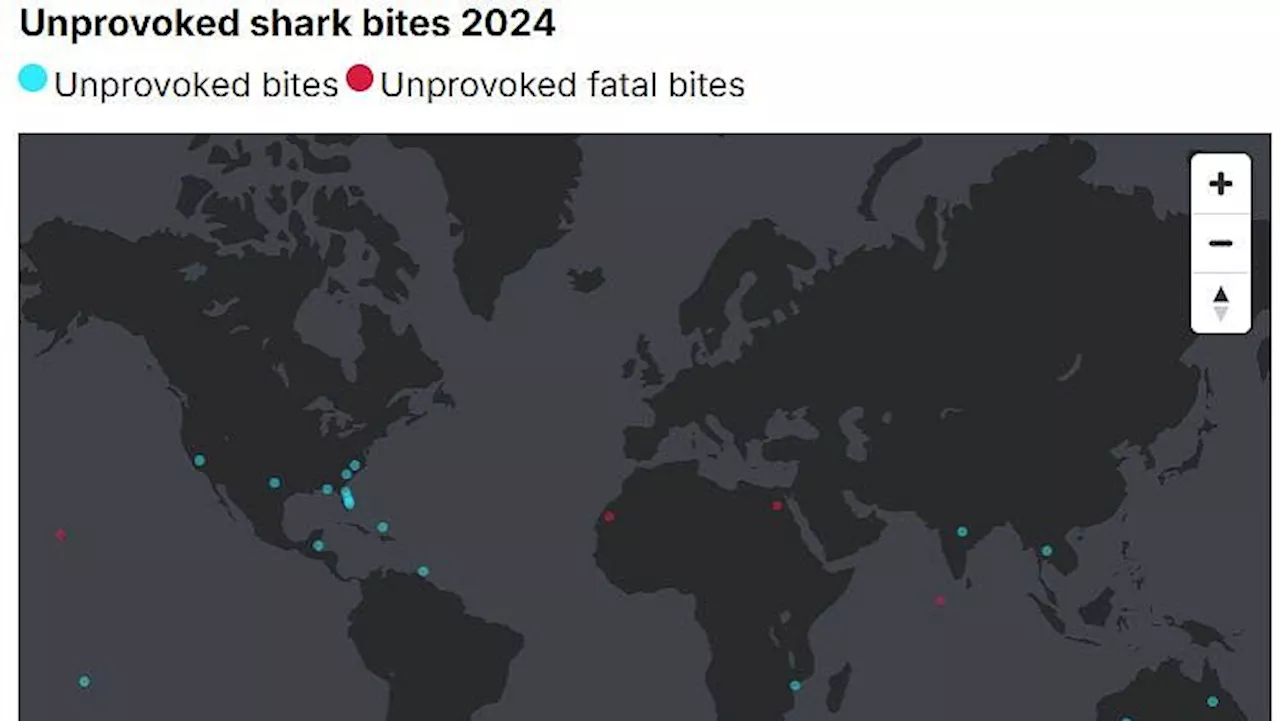 World's shark attack hotspots REVEALED: Map shows the areas with the most encounters in 2024 -...