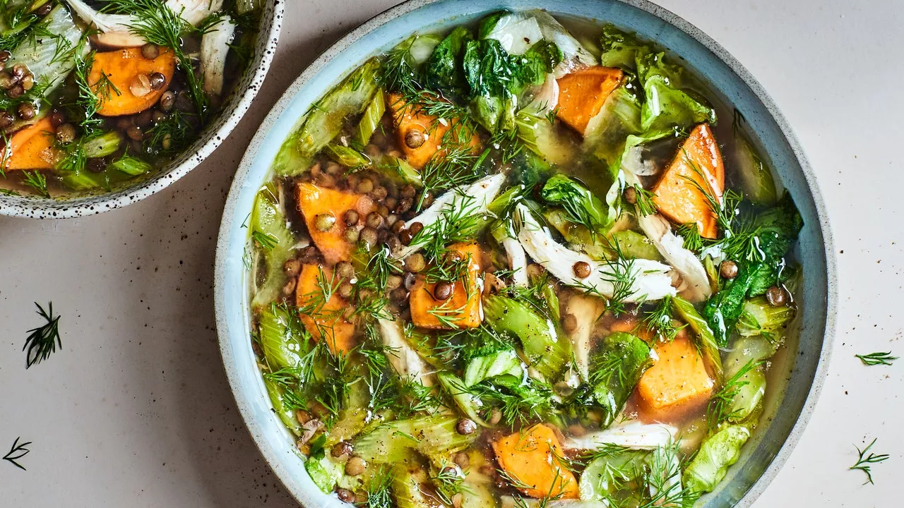 Quick Lentil and Chicken Soup With Sweet Potatoes