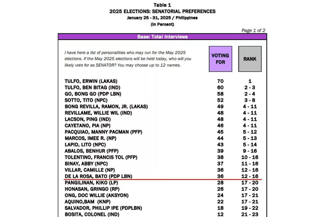 Tulfo brothers still on top of latest OCTA senatorial survey