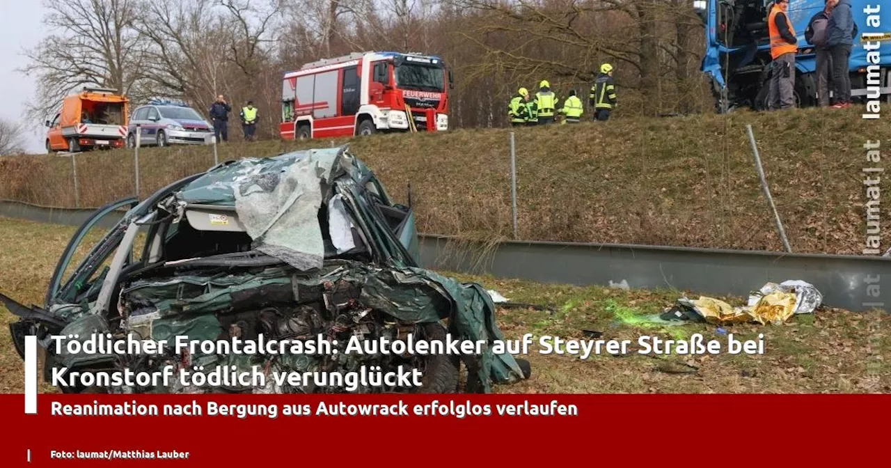 T�dlicher Frontalcrash: Autolenker auf Steyrer Stra�e bei Kronstorf t�dlich verungl�ckt