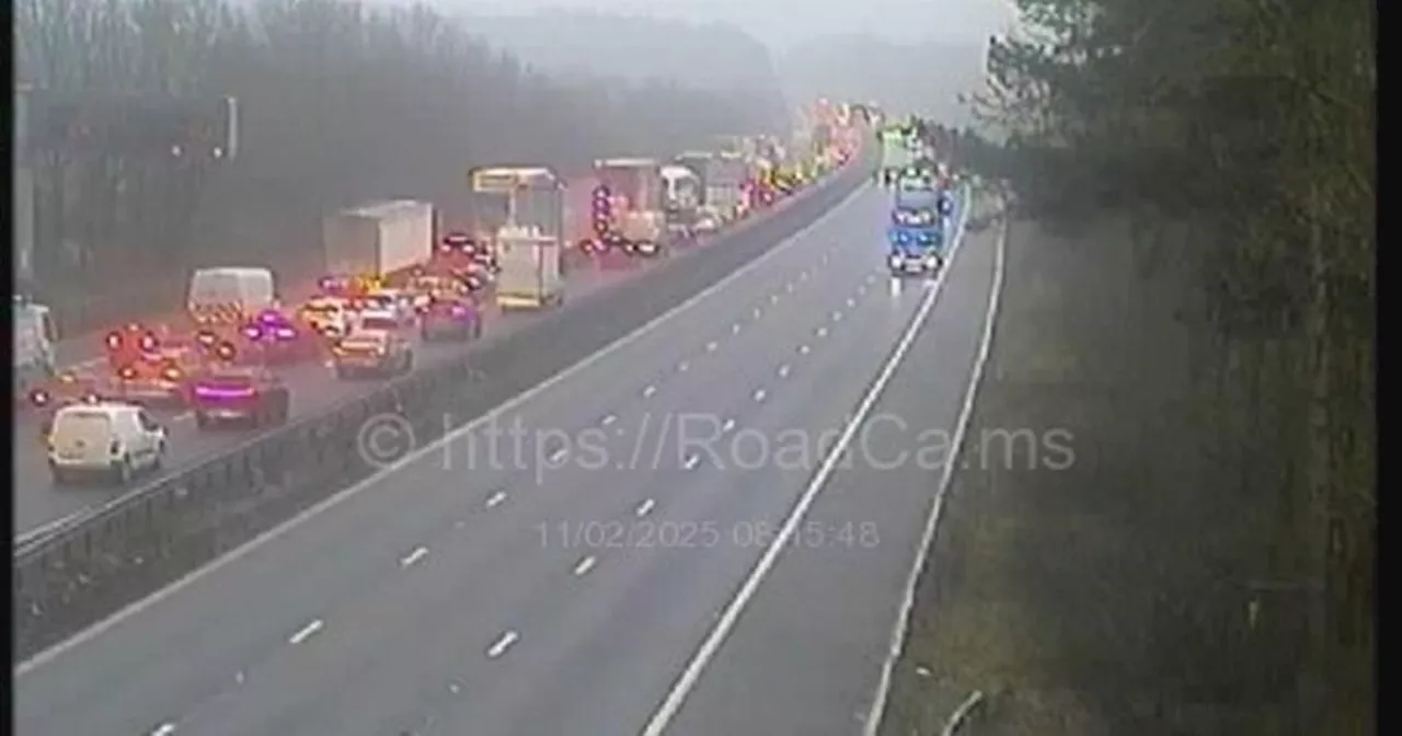 M1 Traffic Halts Due to Collision Near Junction 21