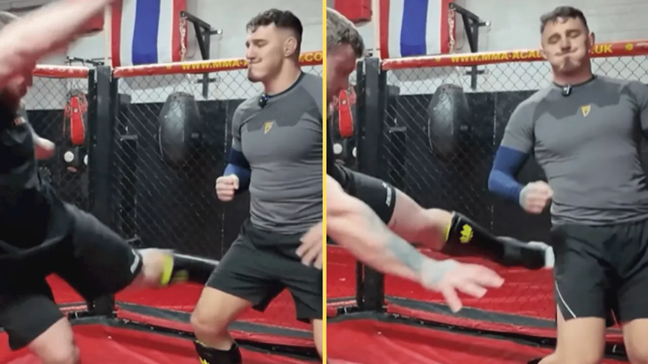 UFC Heavyweight Aspinall Trades Leg Kicks with World's Strongest Man Stoltman