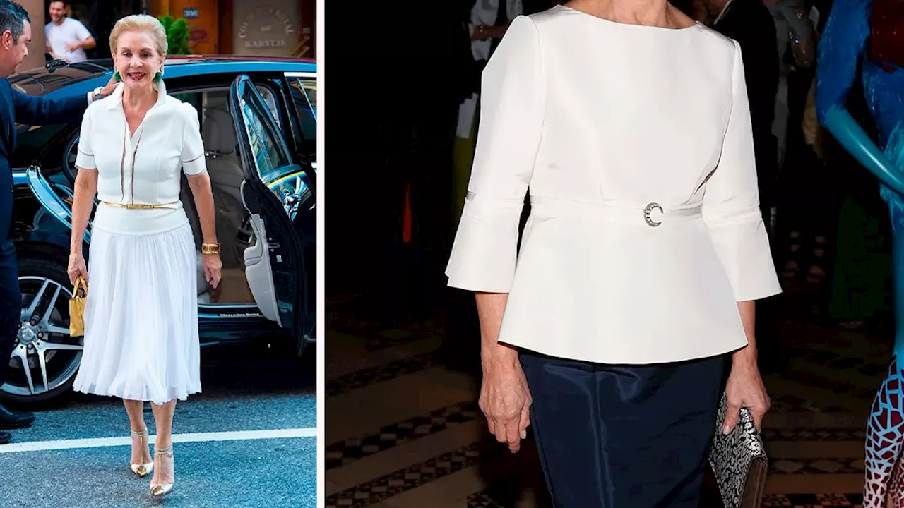 Carolina Herrera y las blusas blancas elegantes que llevó en tendencia de primavera 2025