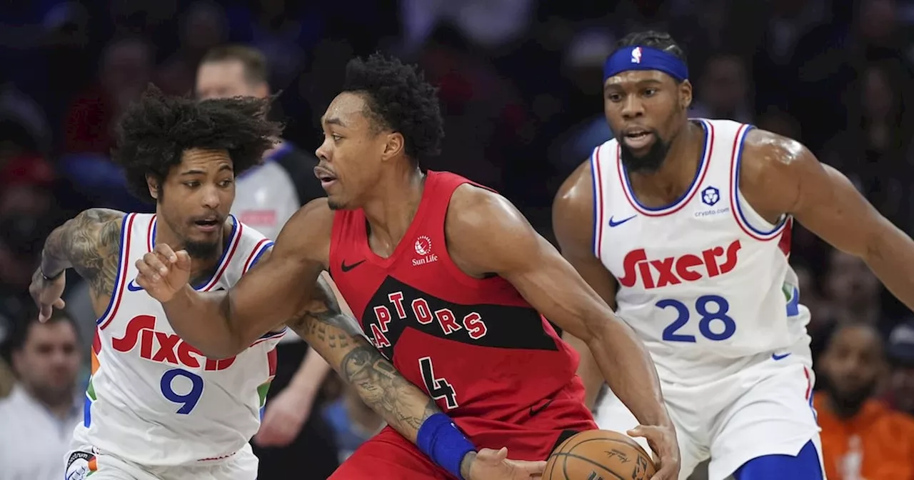 Toronto Raptors' Scottie Barnes Battles Philadelphia 76ers