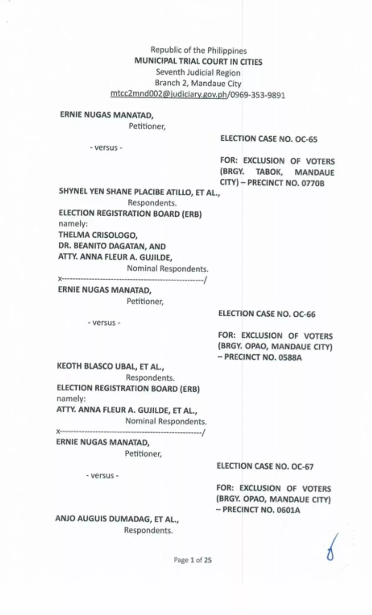 Mandaue Court Dismisses Petitions Seeking to Remove 278 Voters