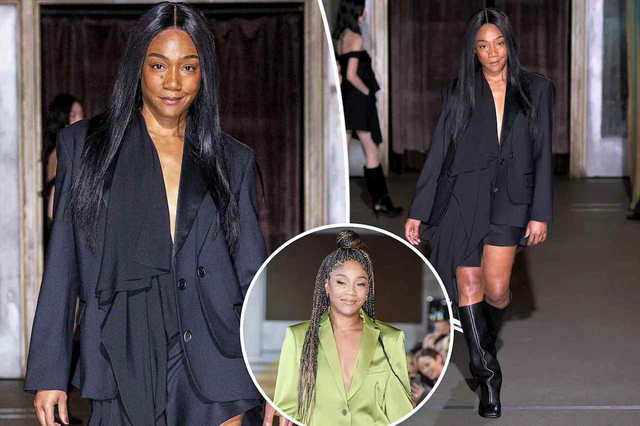 Tiffany Haddish takes a turn as a legit Monse model after Kathy Hilton dared her to crash runway last season