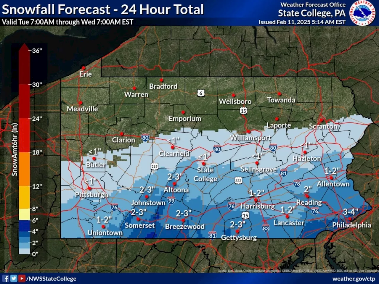 Check the latest forecast: Here’s how long snow is predicted to stick around Pa.