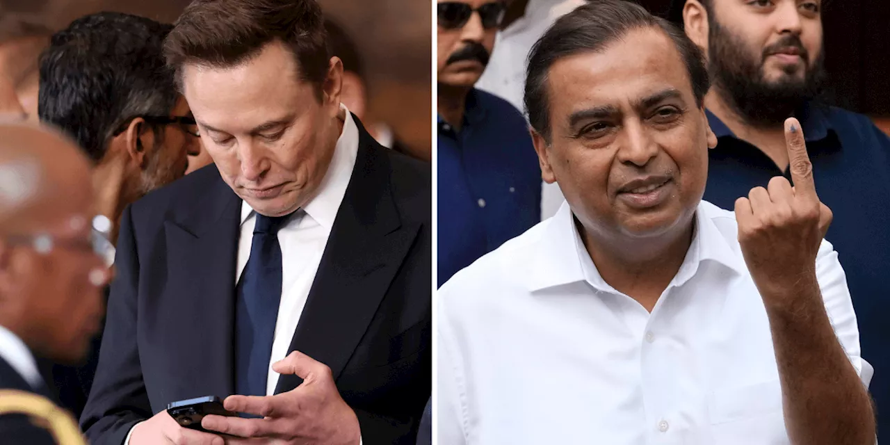 Elon Musk och Mukesh Ambani i kapplöpning om Indiens internet