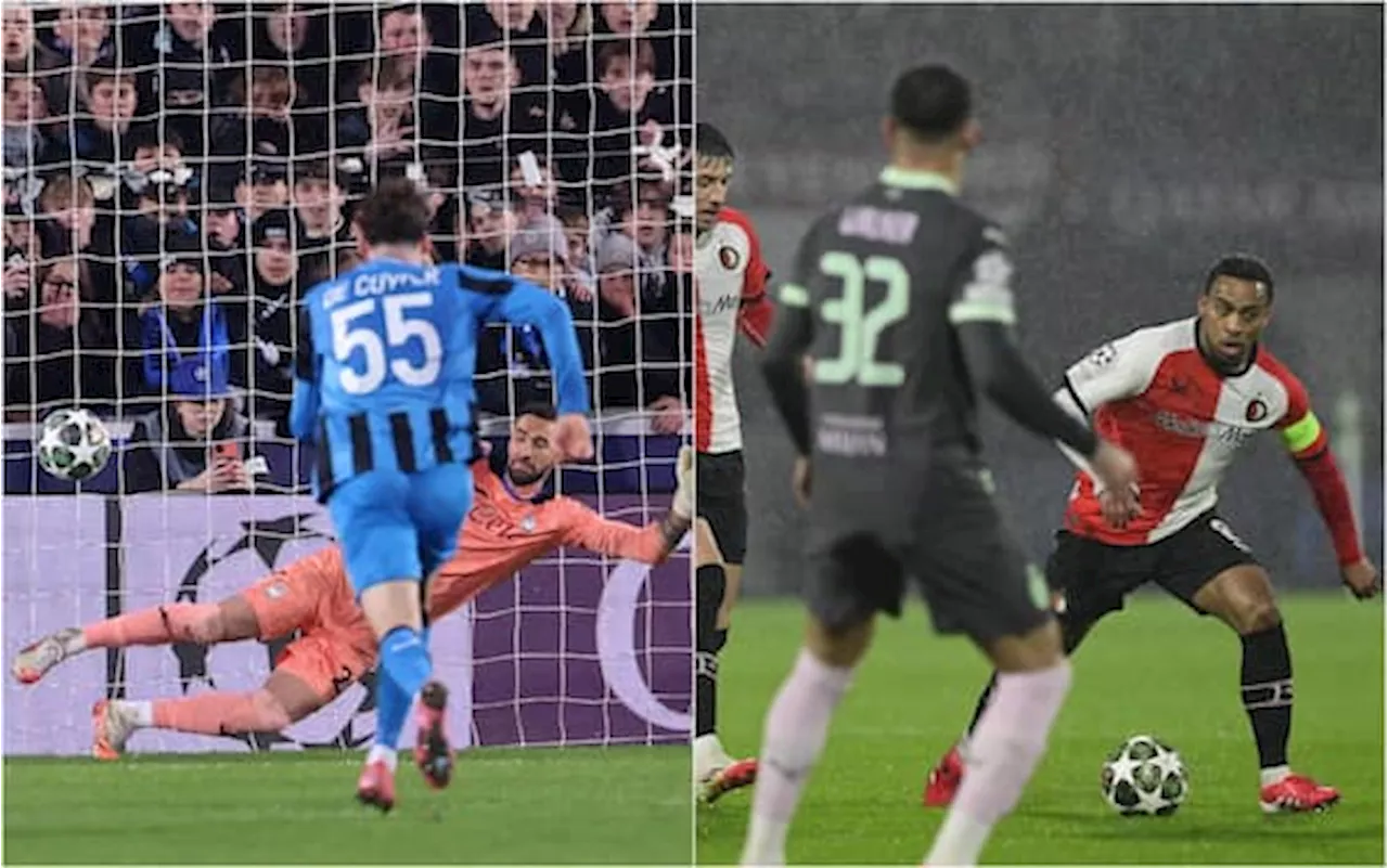 Champions League, Bruges-Atalanta 2-1. Feyenoord-Milan finisce 1-0. HIGHLIGHTS