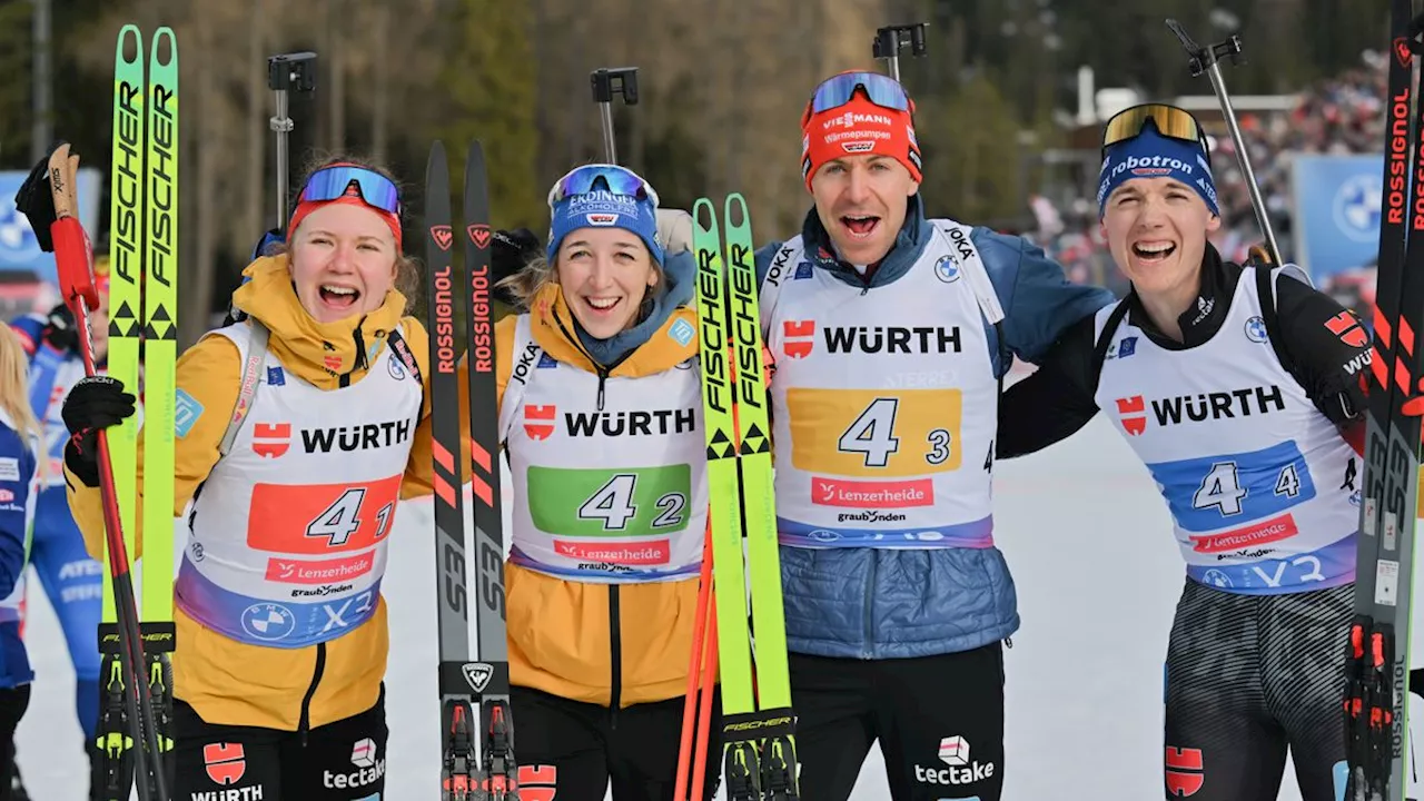 Biathlon-WM in Lenzerheide: Deutsche Mixed-Staffel holt Bronze zum Auftakt