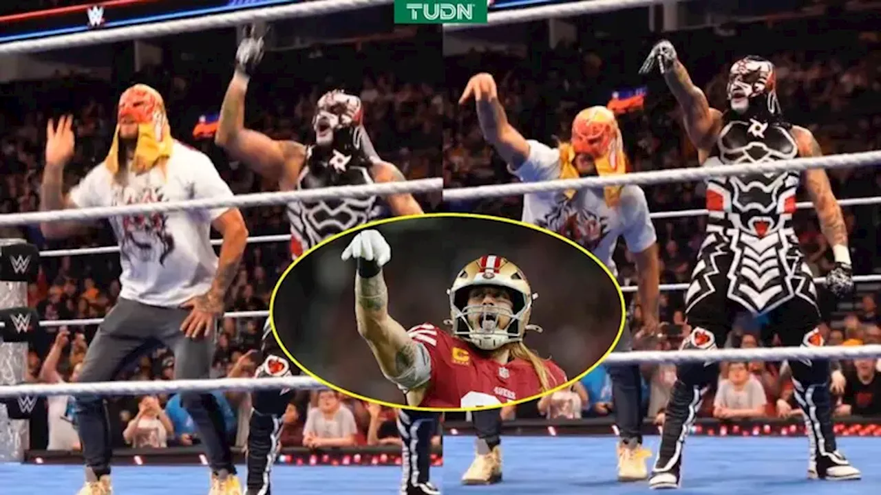 Penta brilla en WWE y George Kittle se sube al ring para festejar con él