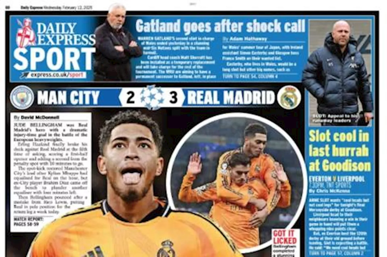 Focus sulle prime pagine inglesi: la sfida Man City-Real Madrid