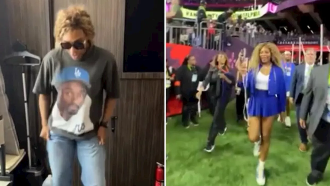 Serena Williams Crip Walks at Super Bowl While Kendrick Lamar Diss Drake