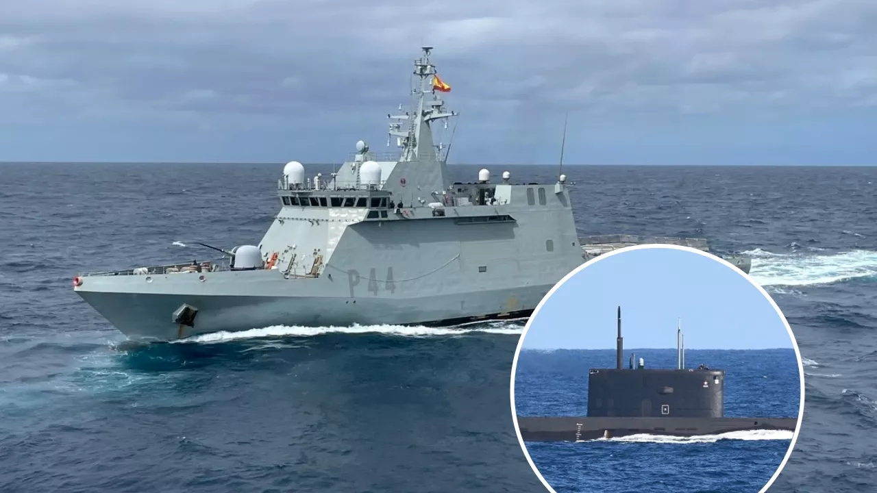 España despliega dos buques de guerra en el Estrecho para vigilar un submarino ruso